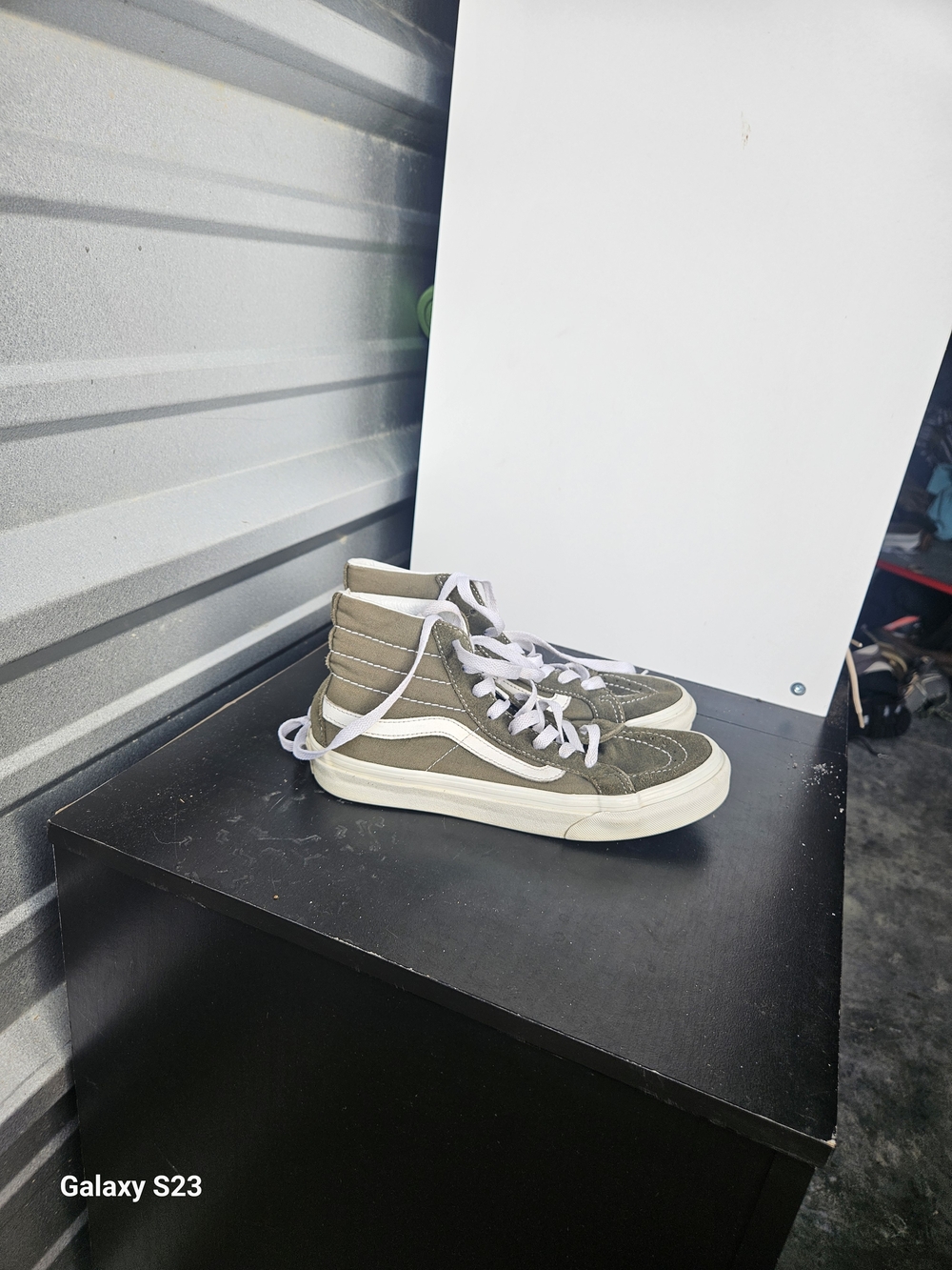 Vans Sk8-Hi High-Top Sneakers in Olive with White Stripe